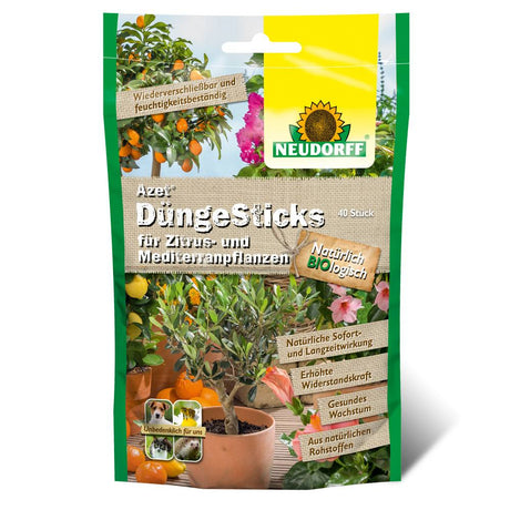 Batoane de Ingrasamant Azet pentru Plante Citrice si Mediteraneene, 40 buc, cu Efect Imediat si de Lunga Durata, Neudorff