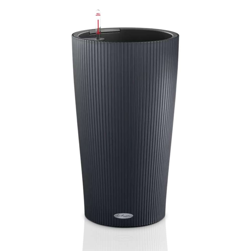 Ghiveci Auto-Irigant Lechuza Cilindro Color 32, 13 l, negru mat, sistem de autoirigare, insert detasabil, strat de drenaj