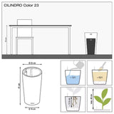 Ghiveci Auto-Irigant Lechuza Cilindro Color 23, 5.5 l, bej mat, sistem de autoirigare, insert detasabil, strat de drenaj