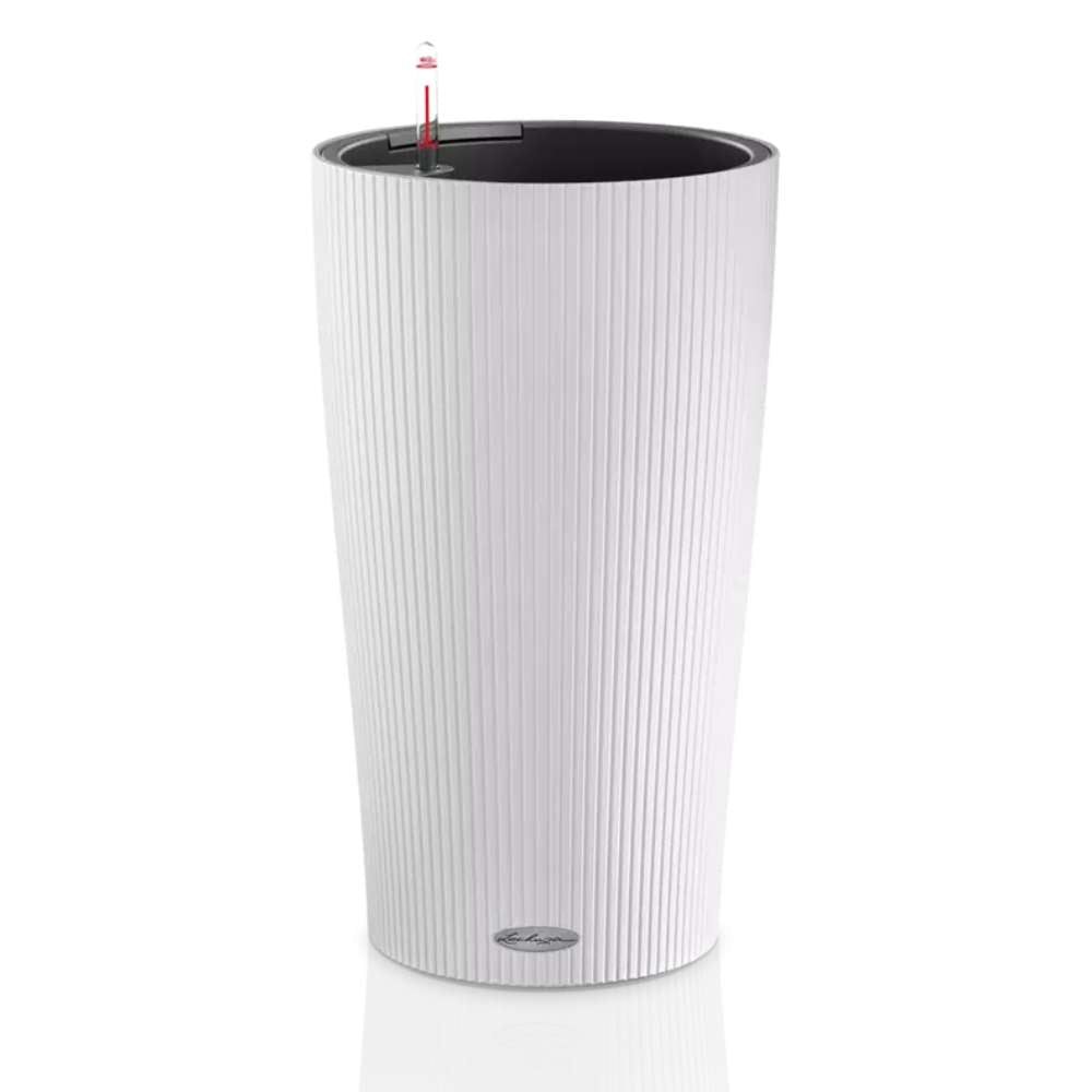 Ghiveci Auto-Irigant Lechuza Cilindro Color 32, 13 l, alb mat, sistem de autoirigare, insert detasabil, strat de drenaj