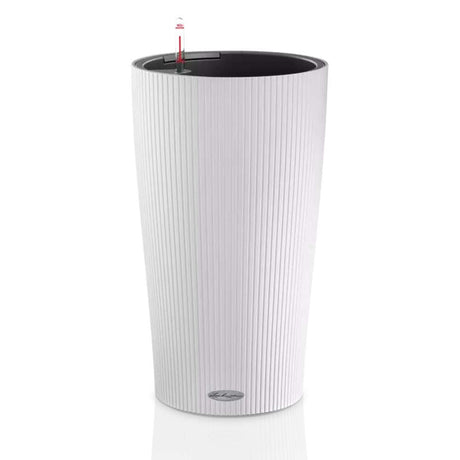 Ghiveci Auto-Irigant Lechuza Cilindro Color 32, 13 l, alb mat, sistem de autoirigare, insert detasabil, strat de drenaj