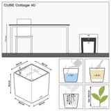 Ghiveci Auto-Irigant Lechuza Cube Cottage 40, 31 l, efect de ratan negru, pentru plante cu ghiveci, sistem de autoirigare, insert detasabil, strat de drenaj