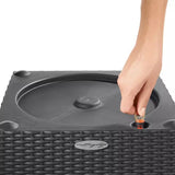 Ghiveci Auto-Irigant Lechuza Cube Cottage 40, 31 l, efect de ratan negru, pentru plante cu ghiveci, sistem de autoirigare, insert detasabil, strat de drenaj