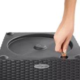 Ghiveci Auto-Irigant Lechuza Cube Cottage 40, 31 l, efect de ratan negru, pentru plante cu ghiveci, sistem de autoirigare, insert detasabil, strat de drenaj