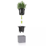 Ghiveci Auto-Irigant Lechuza Canto Stone 14, efect piatra neagra, pentru plante cu ghiveci, sistem de autoirigare, insert detasabil, strat de drenaj