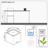 Ghiveci Auto-Irigant Lechuza Canto Stone 14, efect piatra neagra, pentru plante cu ghiveci, sistem de autoirigare, insert detasabil, strat de drenaj