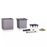 Ghiveci Auto-Irigant Lechuza Canto Stone Low 30, 12 l, efect piatra alba, sistem de autoirigare, insert detasabil, strat de drenaj