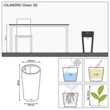 Ghiveci Auto-Irigant Lechuza Cilindro Color 32, 13 l, bej mat, sistem de autoirigare, insert detasabil, strat de drenaj
