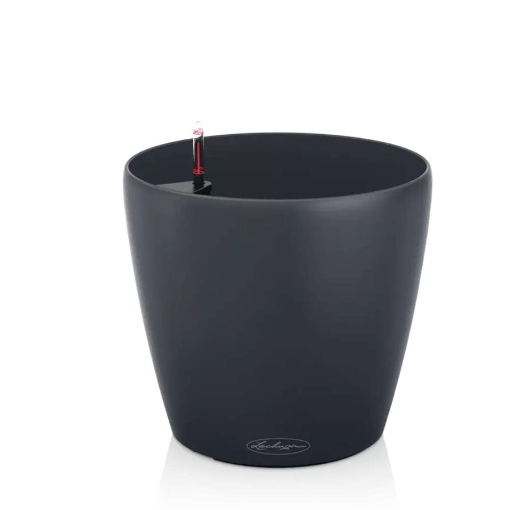 Ghiveci Auto-Irigant Lechuza Classico Color 28, 9 l, negru mat, sistem de autoirigare, insert detasabil, strat de drenaj