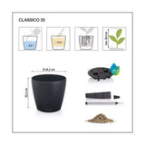Ghiveci Auto-Irigant Lechuza Classico Color 35, 17 l, negru mat, sistem de autoirigare, insert detasabil, strat de drenaj