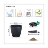 Ghiveci Auto-Irigant Lechuza Classico Color 43, 28 l, negru mat, sistem de autoirigare, insert detasabil, strat de drenaj