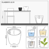 Ghiveci Auto-Irigant Lechuza Classico Premium 21 LS, 3 l, negru lucios, sistem de autoirigare, insert detasabil, strat de drenaj