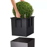 Ghiveci Auto-Irigant Lechuza Cube Premium 30, 12 l, negru metalic, sistem de autoirigare, insert detasabil, strat de drenaj