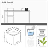 Ghiveci Auto-Irigant Lechuza Cube Color 16, efect de ratan negru, pentru plante cu ghiveci, sistem de autoirigare, insert detasabil, strat de drenaj