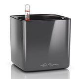 Ghiveci Auto-Irigant Lechuza Cube Glossy 16, negru lucios, pentru plante cu ghiveci, sistem de autoirigare, insert detasabil, strat de drenaj
