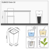 Ghiveci Auto-Irigant Lechuza Cubico Color 22, 6 l, negru mat, sistem de autoirigare, insert detasabil, strat de drenaj