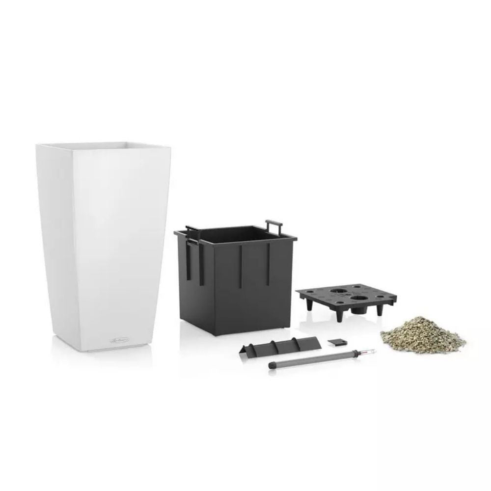 Ghiveci Auto-Irigant Lechuza Cubico Color 30, 14 l, negru mat, sistem de autoirigare, insert detasabil, strat de drenaj