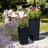Ghiveci Auto-Irigant Lechuza Cubico Cottage 30, 14 l, efect de ratan negru, pentru plante cu ghiveci, sistem de autoirigare, insert detasabil, strat de drenaj