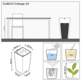Ghiveci Auto-Irigant Lechuza Cubico Cottage 30, 14 l, efect de ratan negru, pentru plante cu ghiveci, sistem de autoirigare, insert detasabil, strat de drenaj