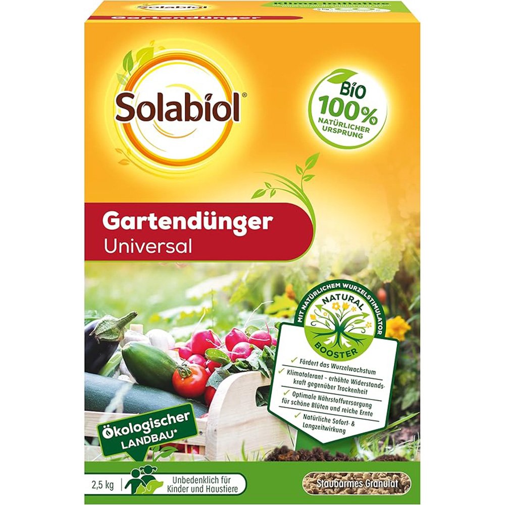 Органичен универсален тор за градина SOLABIOL, 2,5 кг – незабавно и дълготрайно действие