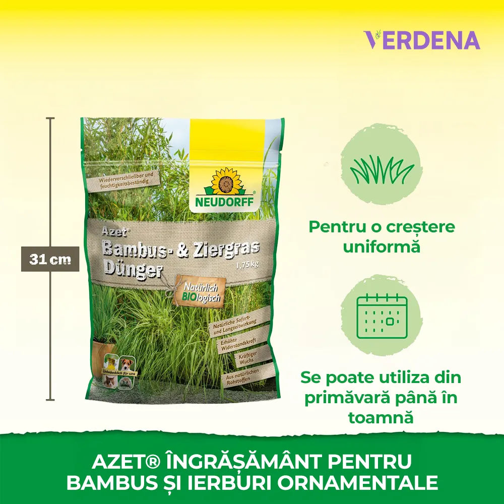 Ingrasamant Azet Neudorff pentru Bambus si Ierburi Ornamentale, Nutritie de Lunga Durata si frunzis verde intens - 1.75 kg