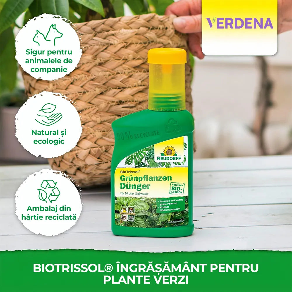 Ingrasamant Lichid BioTrissol organic Neudorff pentru plante verzi si palmieri, crestere rapida si frunze verzi - 250 ml