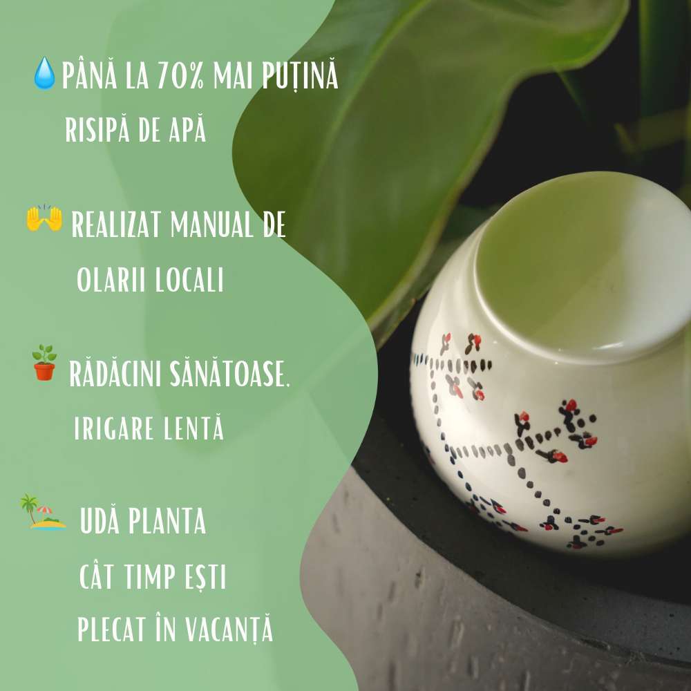 Vas de auto-udare plante  "Stea" LUTOYA, decorativ, ceramic, lut, natural, 200 ml
