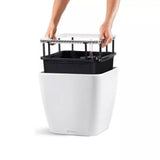 Ghiveci Auto-Irigant Lechuza Quadro Premium 21 LS, 4 l, Bej lucios, sistem de autoirigare, insert detasabil, strat de drenaj