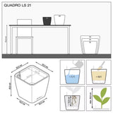 Ghiveci Auto-Irigant Lechuza Quadro Premium 21 LS, 4 l, Bej lucios, sistem de autoirigare, insert detasabil, strat de drenaj