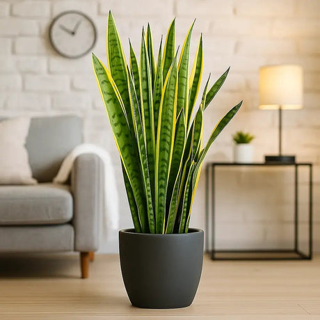 Sansevieria (Limba Soacrei) Laurentii, 120 cm, planta de interior purificatoare de aer, frunze verzi cu margini galbene elegante, ingrijire foatre usoara