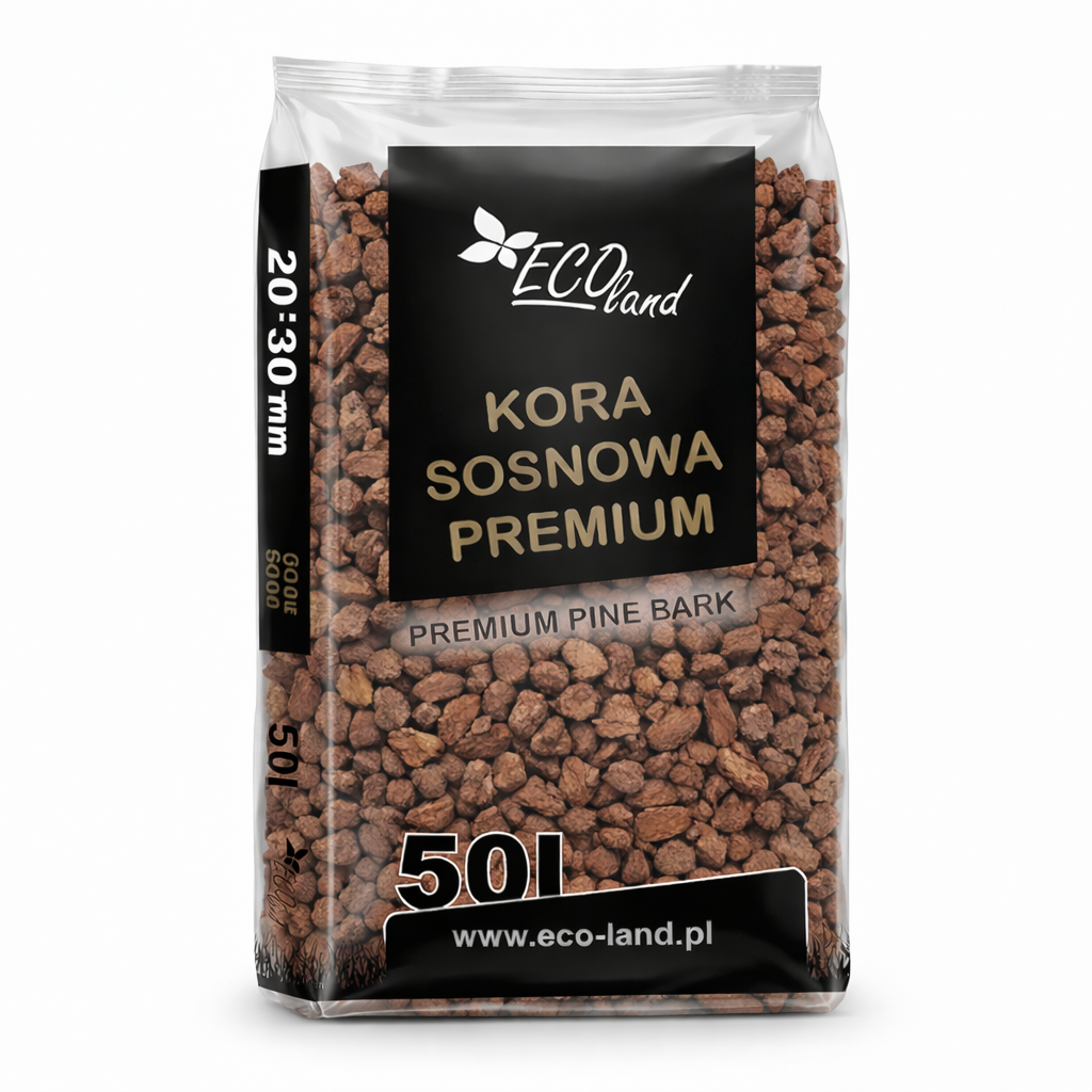 Декоративна борова кора Premium 20–30 мм, чувал от 50 литра – защита на корените от студ и жега