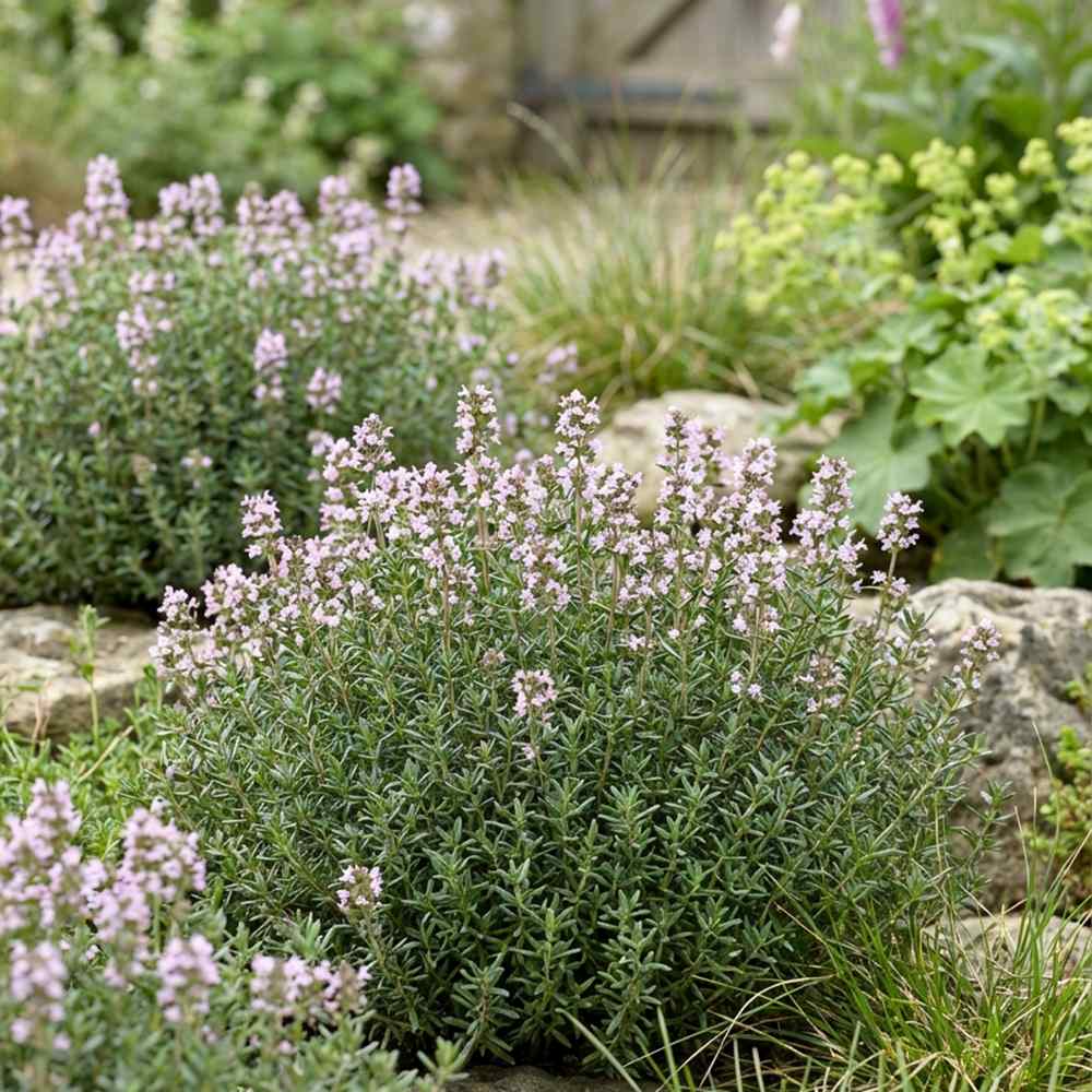 Чубрица Thymus 'Faustini' – ароматно почвопокривно растение с розови цветове
