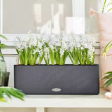 Ghiveci Auto-Irigant Lechuza Cube Color Triple, negru tip ratan, pentru plante cu ghiveci, sistem de autoirigare, include bracket asortat