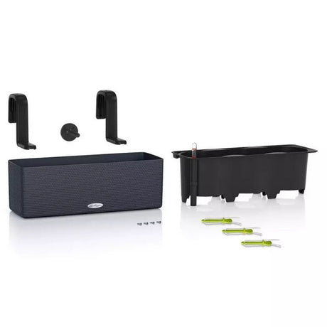 Ghiveci Auto-Irigant Lechuza Cube Color Triple, negru tip ratan, pentru plante cu ghiveci, sistem de autoirigare, include bracket asortat