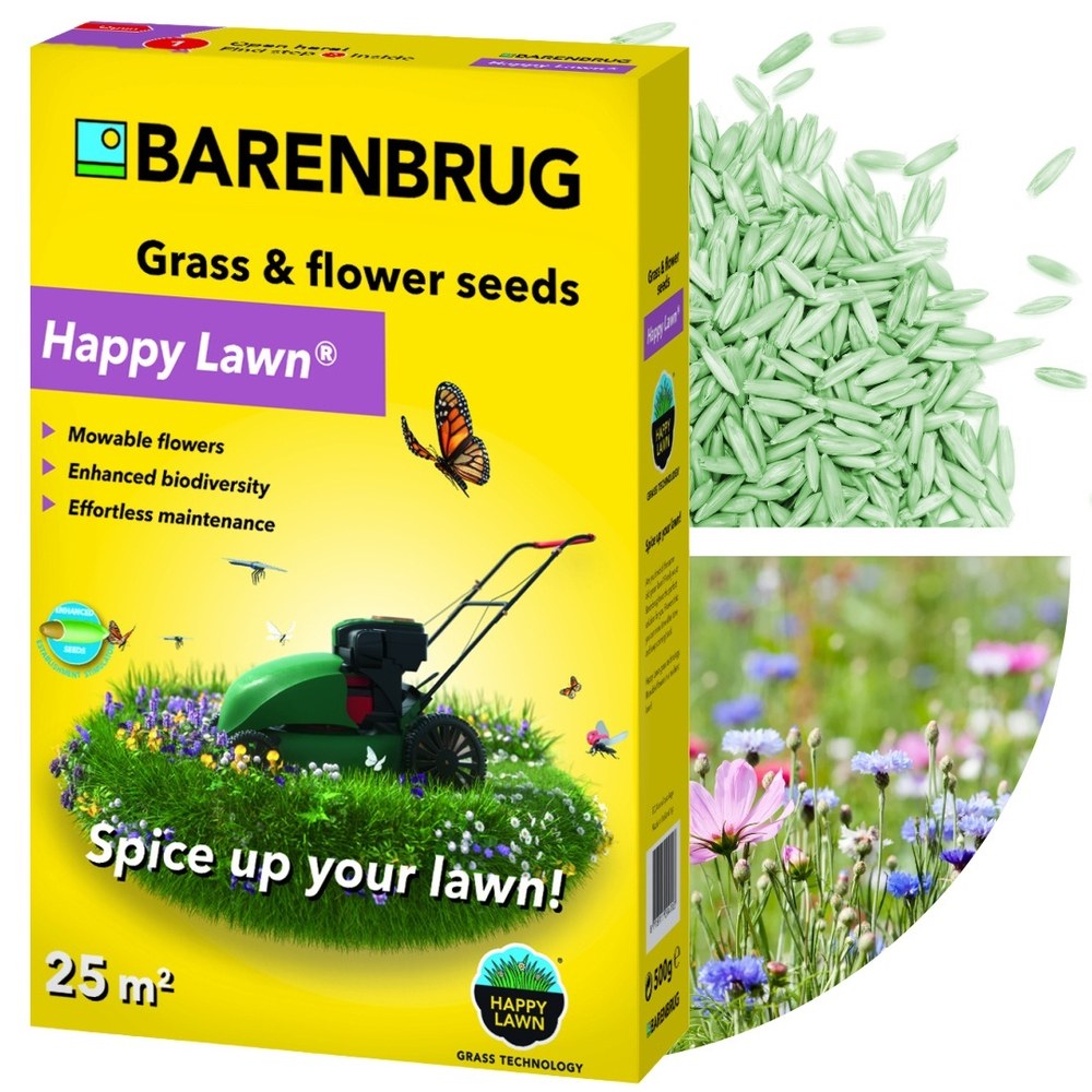 Семена за тревник с цветя Happy Lawn Barenbrug 0,5 кг – природен тревник с биоразнообразие за 50 кв.м