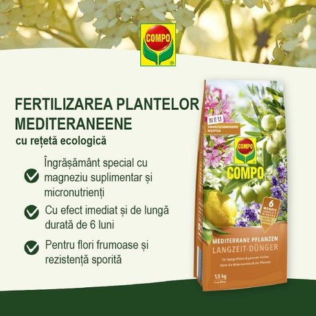 Ingrasamant pentru Plante Mediteraneene, 1.5 kg pentru 50 m², Efect de Lunga Durata 6 Luni, COMPO