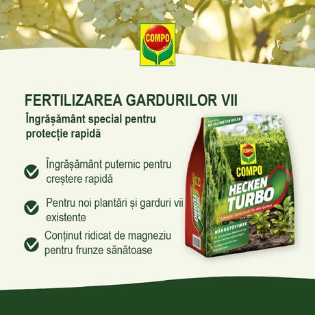 Ingrasamant Turbo Special pentru Garduri Vii, 4 kg, Mix de Nutrienti, COMPO - VERDENA - 4 kg