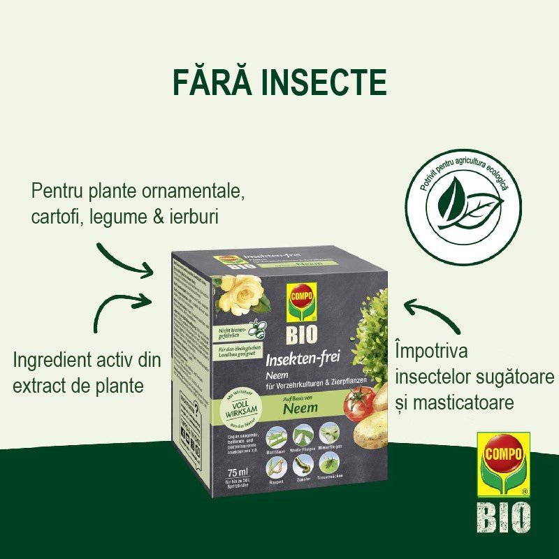 Black Friday - Reduceri Insecticid Organic pentru Plante Ornamentale, Legume si Ierburi, 75 ml, COMPO Promotie