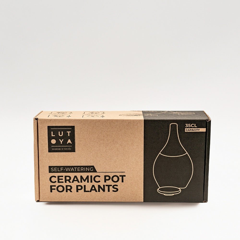 Vas de auto-udare plante "Labute de Pisica''LUTOYA, decorativ, ceramic, lut, natural, 350 ml
