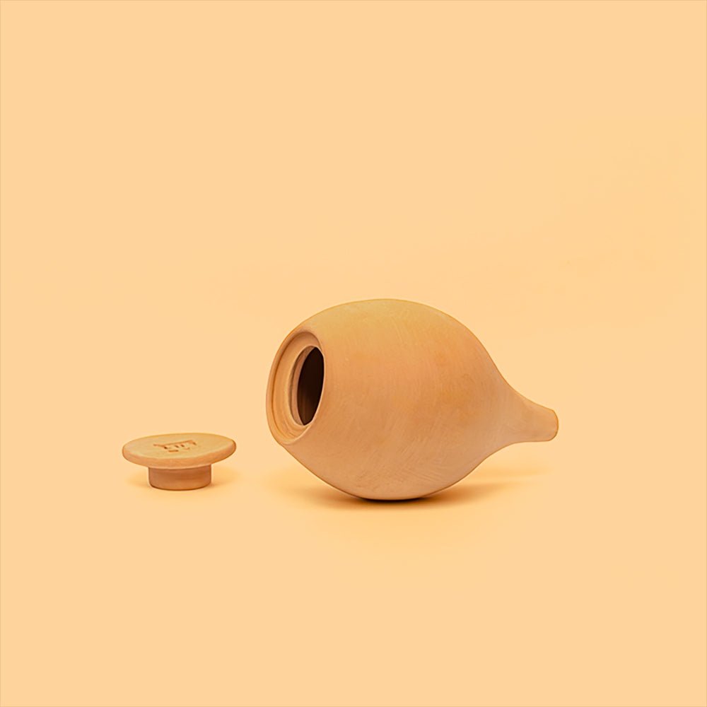 Vas de auto-udare plante portocaliu LUTOYA, decorativ, ceramic, lut, natural, 200 ml
