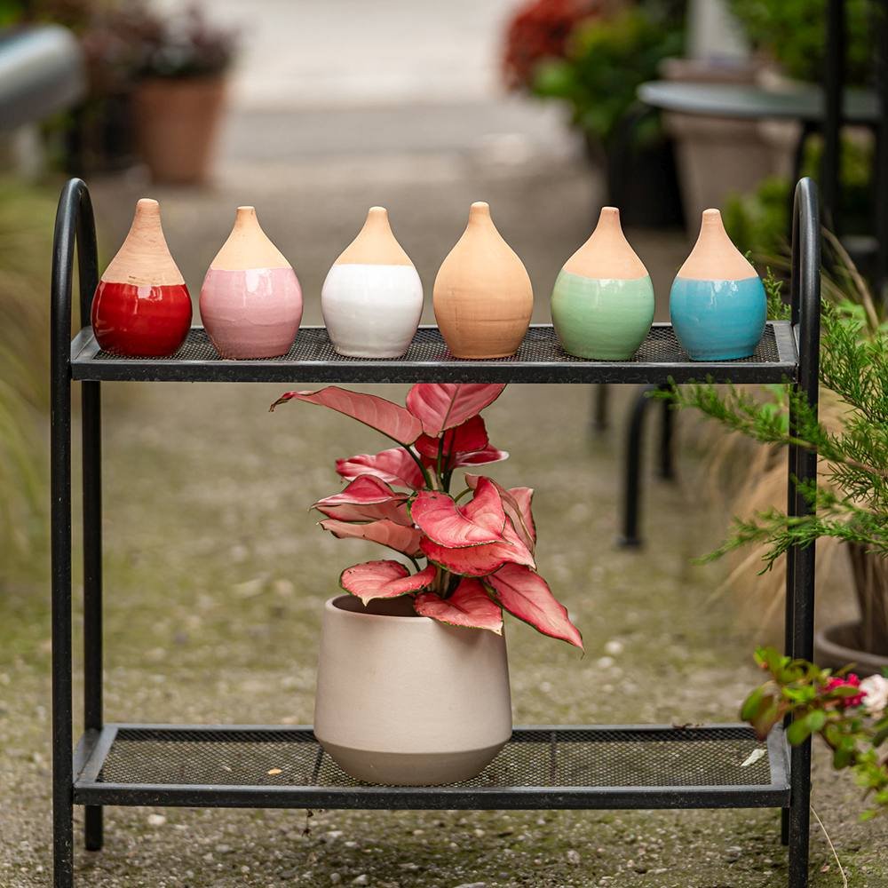 Vas de auto-udare plante portocaliu LUTOYA, decorativ, ceramic, lut, natural, 700 ml