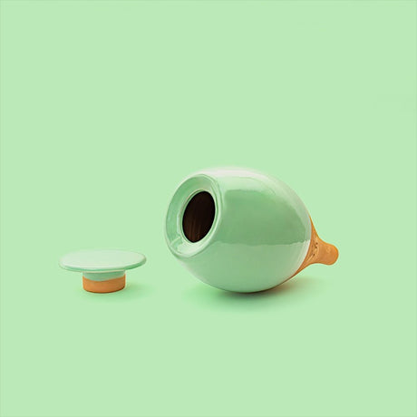 Vas de auto-udare plante verde LUTOYA, decorativ, ceramic, lut, natural, 200 ml